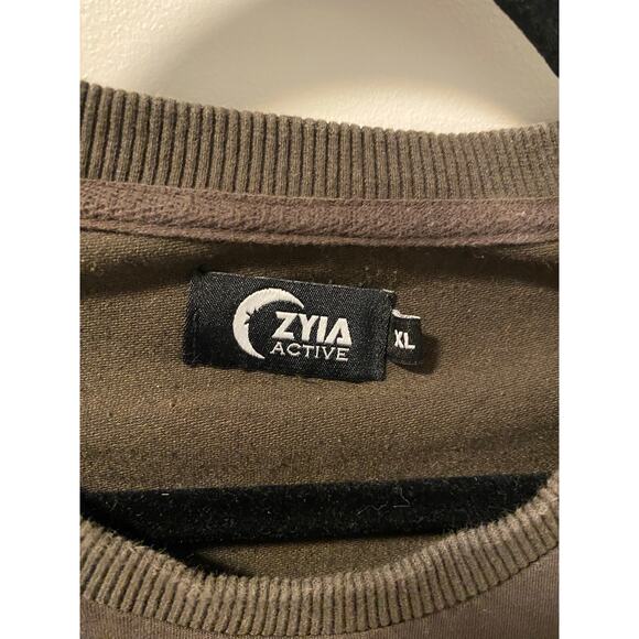 Zyia Active Vertical Zipper Crewneck sweatshirt in a brown/green color-Size XL - Picture 4 of 8